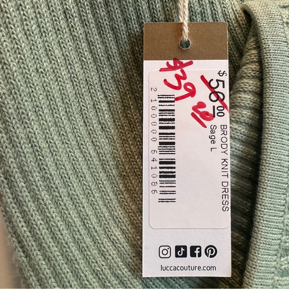 Knit Dress- size Large - Sage Green - New - Luca Couture - Picture 5 of 8